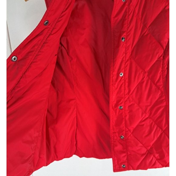 Womens Lands End Puffer Vest Down Insulated Red Nylon Snap Closure Size Small - Picture 3 of 5